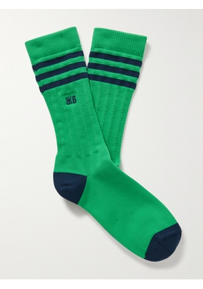 adidas Originals - Wales Bonner Logo-Embroidered Striped Recycled Ribbed-Knit Socks - Men - Green - S