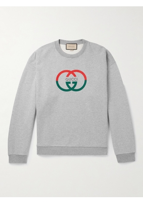 Gucci - Logo-Print Cotton-Jersey Sweatshirt - Men - Gray - S