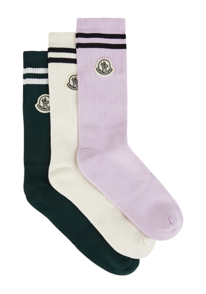 Moncler Logo Cotton-blend Socks - set of Three - Multicoloured - S