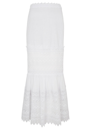 Charo Ruiz Viola Lace-trimmed Cotton-blend Maxi Skirt - White - S