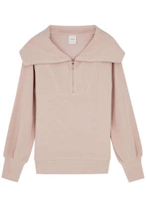 Varley Vine Ribbed Half-zip Stretch-cotton Sweatshirt - Light Pink - XS (UK 6 / XS)