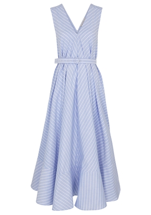 Palmer//harding Relief Striped Cotton Midi Dress - Blue And White - 14