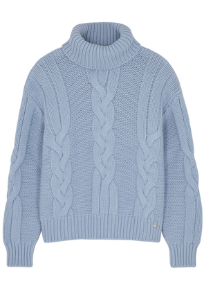 Herno Cable-knit Roll-neck Wool Jumper - Blue - 10