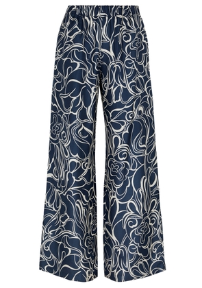 Max Mara Weekend Pazzo Printed Silk-satin Trousers - Blue - 10
