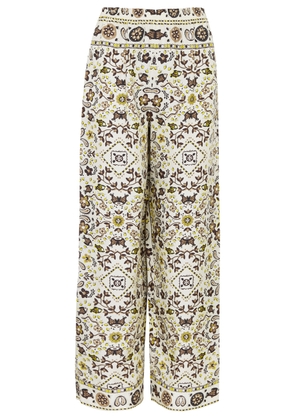 Tory Burch Printed Silk Trousers - Multicoloured - 8