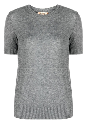 Nº21 rhinestone button-detail knit top - Grey