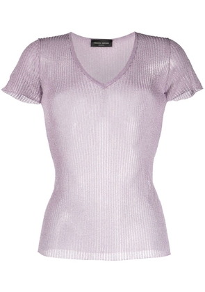 Roberto Collina V-neck knitted top - Purple