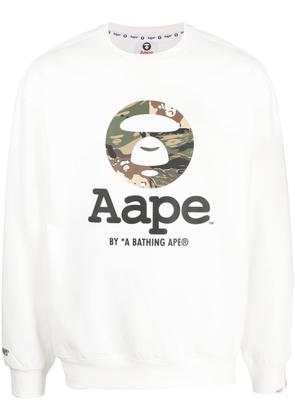 AAPE BY *A BATHING APE® logo-print cotton sweatshirt - White