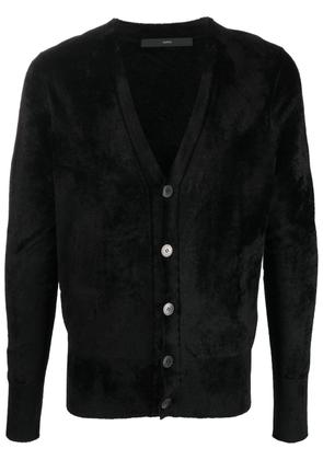 SAPIO velvet-effect v-neck cardigan - Black