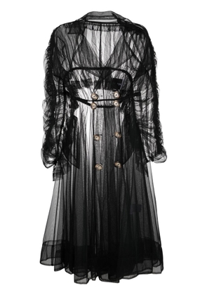 ACT Nº1 tulle-embellished double-breasted coat - Black