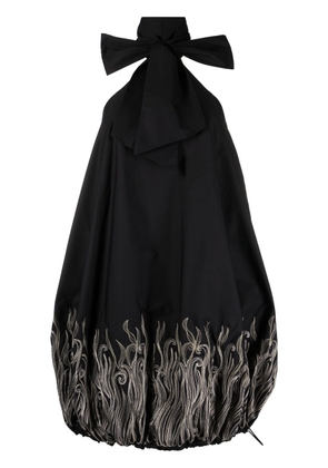 Rochas embroidered-design halterneck dress - Black
