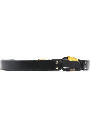 Aries logo-carabiner detail leather belt - Black