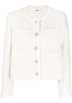 b+ab round-neck button-down tweed jacket - White