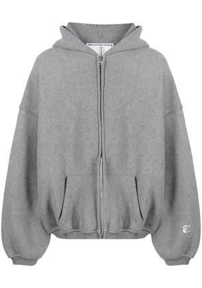 Alexander Wang logo-embroidered zip-up hoodie - Grey