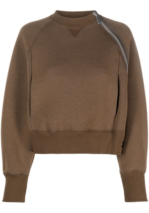 sacai Sponge zip-embellished sweatshirt - Brown