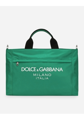 Dolce & Gabbana Nylon Holdall With Rubberized Logo - Man Shoppers Green Nylon Onesize