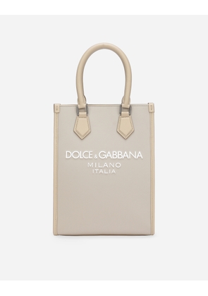 Dolce & Gabbana Small Nylon Bag With Rubberized Logo - Man Shoppers Beige Nylon Onesize