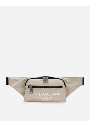 Dolce & Gabbana Small Nylon Belt Bag With Rubberized Logo - Man Backpacks And Fanny Packs Beige Nylon Onesize