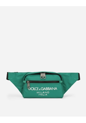 Dolce & Gabbana Small Nylon Belt Bag With Rubberized Logo - Man Backpacks And Fanny Packs Green Nylon Onesize