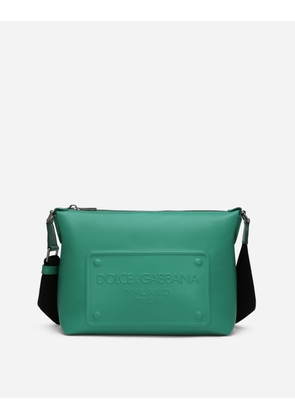 Dolce & Gabbana Calfskin Crossbody Bag With Raised Logo - Man Crossbody Bags Green Leather Onesize