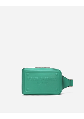 Dolce & Gabbana Calfskin Belt Bag With Raised Logo - Man Backpacks And Fanny Packs Green Leather Onesize