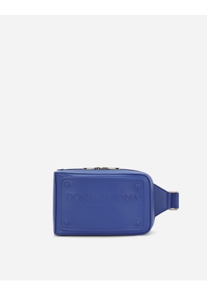 Dolce & Gabbana Calfskin Belt Bag With Raised Logo - Man Backpacks And Fanny Packs Blue Leather Onesize
