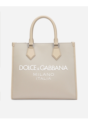Dolce & Gabbana Small Nylon Shopper With Rubberized Logo - Man Shoppers Beige Nylon Onesize