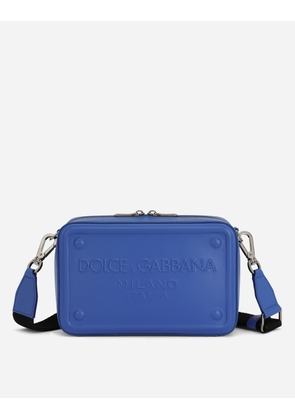 Dolce & Gabbana Calfskin Crossbody Bag With Raised Logo - Man Crossbody Bags Blue Leather Onesize