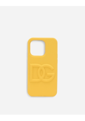Dolce & Gabbana Branded Rubber Iphone 14 Pro Cover - Man Technology Yellow Rubber Onesize