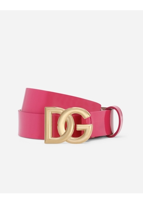 Dolce & Gabbana Patent Leather Belt With Dg-logo Buckle - Woman Accessories Pink Leather M
