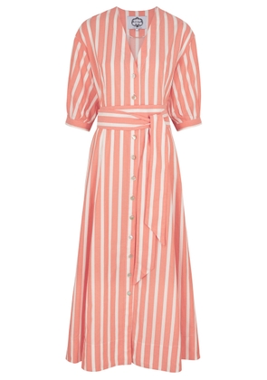 Evi Grintela Yara Striped Cotton-blend Midi Dress - Orange - XS