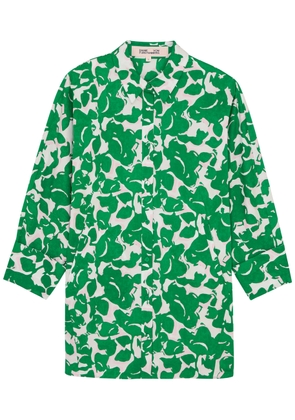 Diane Von Furstenberg Caleb Printed Stretch-cotton Shirt - Green - M