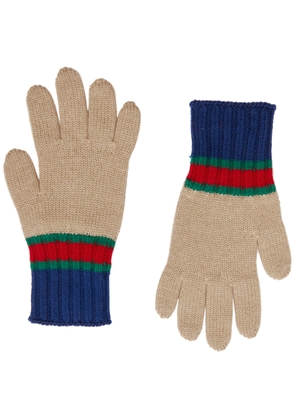 Gucci Kids Stripe-intarsia Wool Gloves - Blue Navy Other