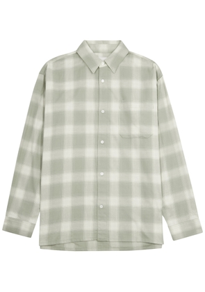 Frame Checked Cotton Shirt - Light Green - L