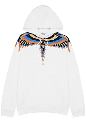 Marcelo Burlon Optical Wings Hooded Cotton Sweatshirt - White - L