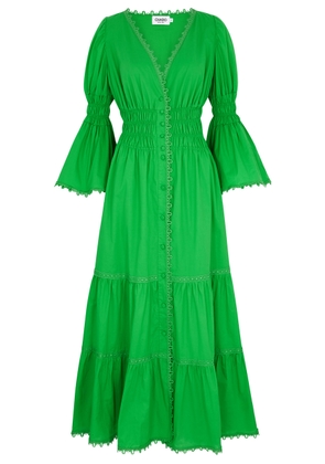 Charo Ruiz Lipa Tiered Cotton-blend Maxi Dress - Green - L