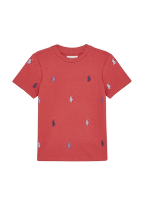 Polo Ralph Lauren Kids Logo-embroidered Piqué Cotton T-shirt (6-24 Months) - Red - 9 Months