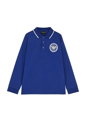 Emporio Armani Kids Logo Cotton Polo Shirt - Blue Blue