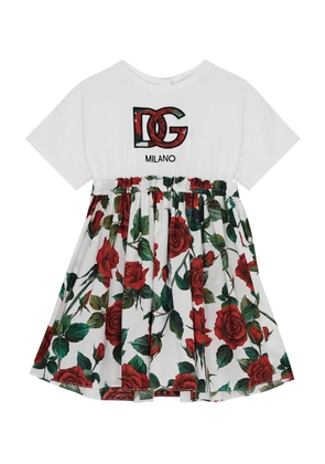 Dolce & Gabbana Kids Logo Floral-print Cotton Dress (2-6 Years) - White Other - 03YR (3 Years)