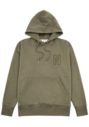 Norse Projects Arne Logo-embroidered Hooded Cotton Sweatshirt - Khaki - M