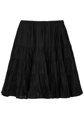 Merlette Hill Tiered Cotton Mini Skirt - Black - XS