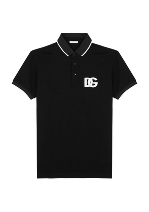 Dolce & Gabbana Kids Logo-embroidered Piqué Cotton Polo Shirt (8-14 Years) - Black