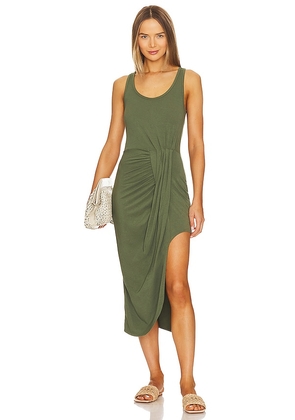 Bobi Faux Wrap Dress in Olive. Size M, S, XL, XS.