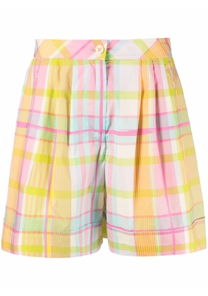 Boutique Moschino check-pattern high-waisted cotton shorts - Yellow