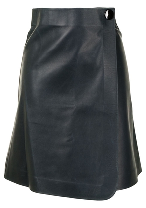Céline Pre-Owned pre-owned wrap-front leather skirt - Blue