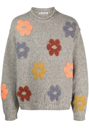 Acne Studios floral-detailing jumper - Grey