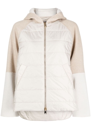 Lorena Antoniazzi panelled padded hooded jacket - Brown