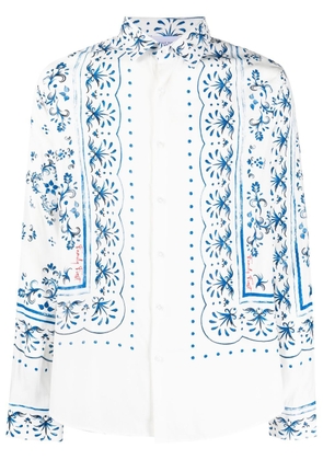 Family First ornamental print long sleeve shirt - White