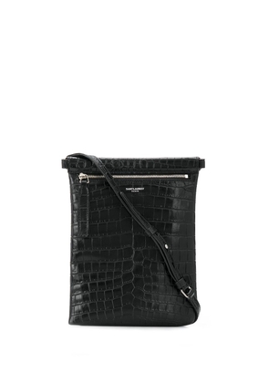 Saint Laurent embossed crocodile effect messenger bag - Black