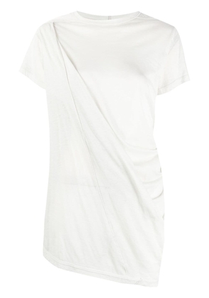 Rick Owens drape-detail organic cotton T-shirt - Neutrals